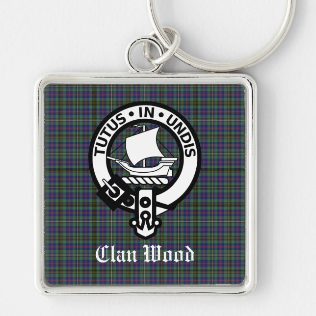 Scottish Clan Wood Crest & Tartan  Key Ring (Front)
