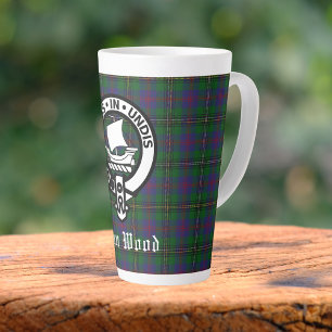 Scottish Clan Wood Crest & Tartan  Latte Mug