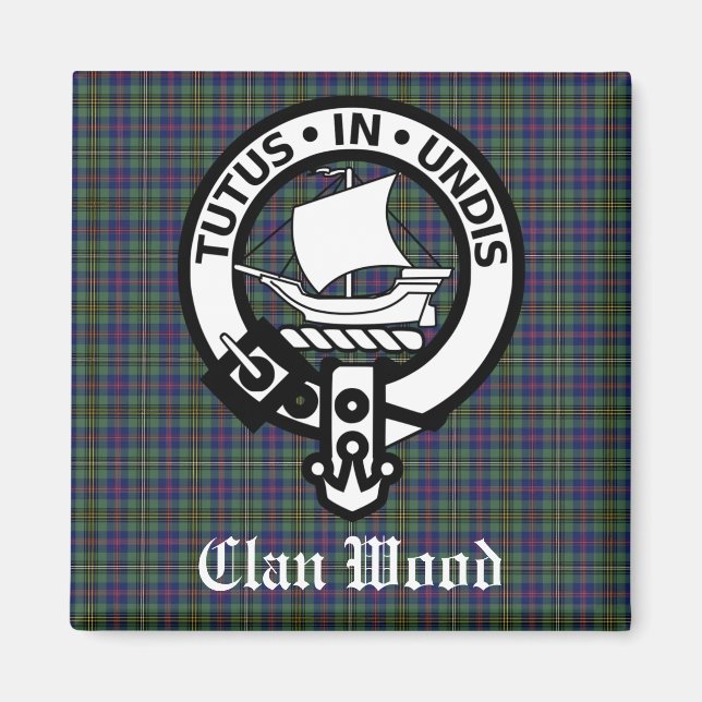 Scottish Clan Wood Crest & Tartan  Magnet (Front)