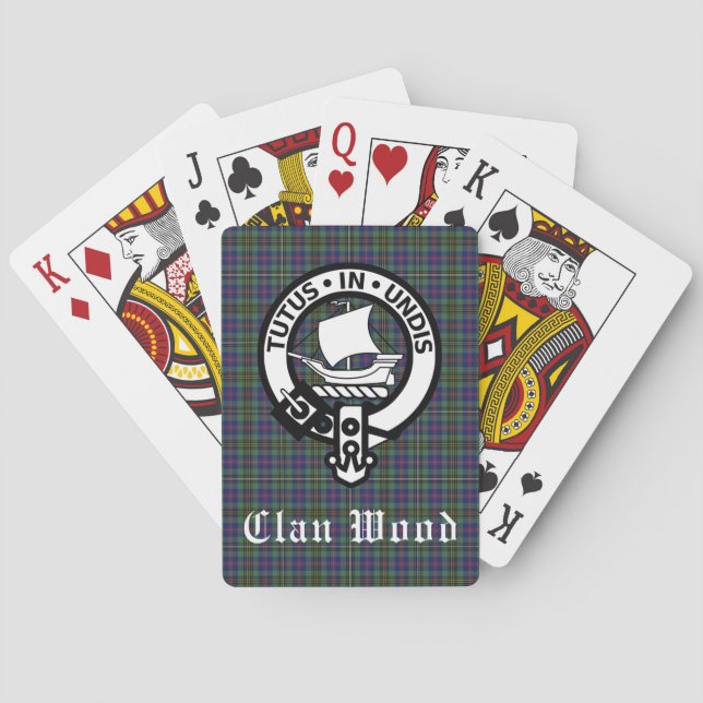 Scottish Clan Wood Crest & Tartan Playing Cards (Back)