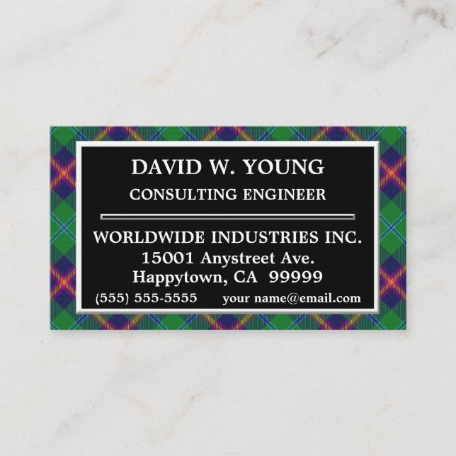 Scottish Clan Young Tartan Plaid Business Card (Front)