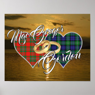 Scottish Clans Wedding Ring Tartan Hearts Poster