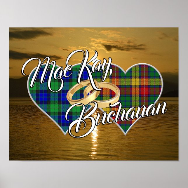 Scottish Clans Wedding Ring Tartan Hearts Poster (Front)