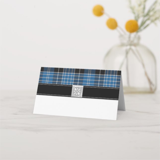 Scottish Clark Tartan Wedding Place Card (Front)