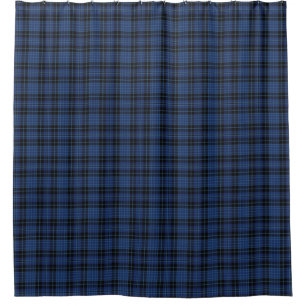 Scottish Clergy Blue Black Tartan Shower Curtain