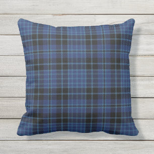 Scottish Clergy Blue Black White Tartan Cushion