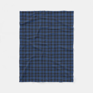 Scottish Clergy Classic Blue Black White Tartan Fleece Blanket