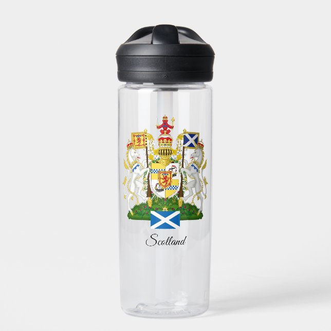 Scottish Coat of Arms, Flag, Rampant, Scotland Water Bottle (Front)