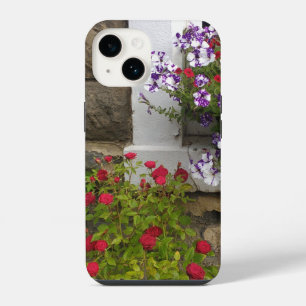Scottish cottage window with petunias and roses iPhone 14 case