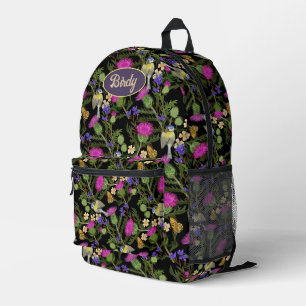 Scottish Cottagecore Thistle Pattern Printed Backpack