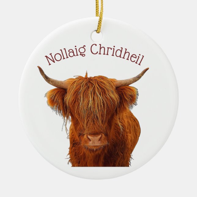 Scottish Cow Ceramic Ornament (Front)