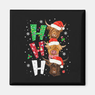 Scottish Cow Print Ho Ho Ho Christmas Pajamas Magnet