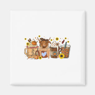 Scottish Cow Sunflower Fall Vibes Coffee Lover 1 Magnet