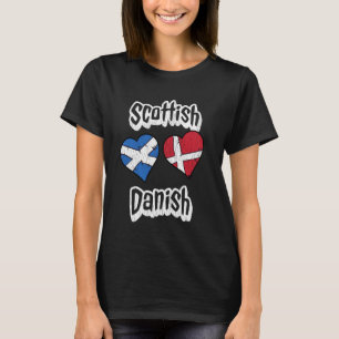 Scottish Danish Flag Heart Combo Scotland Denmark T-Shirt