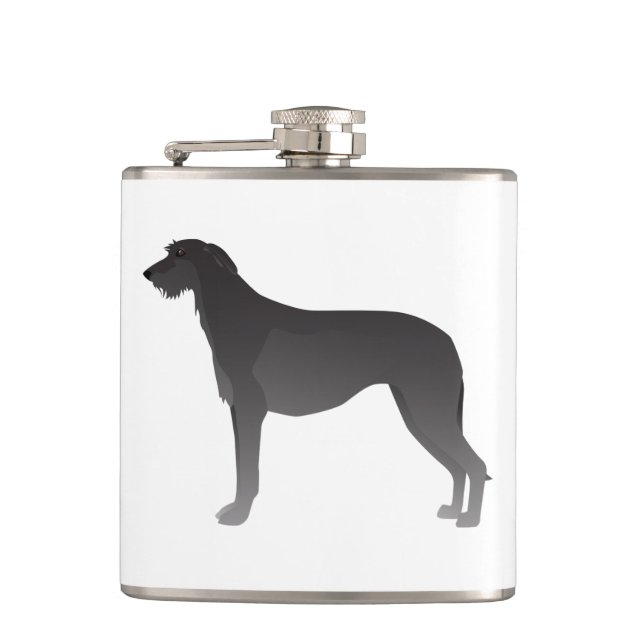 Scottish Deerhound Basic Dog Breed Silhouette Hip Flask (Front)