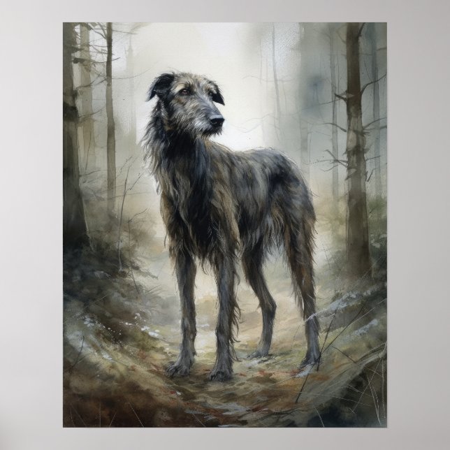 Scottish Deerhound Dog Art Print Poster (Front)