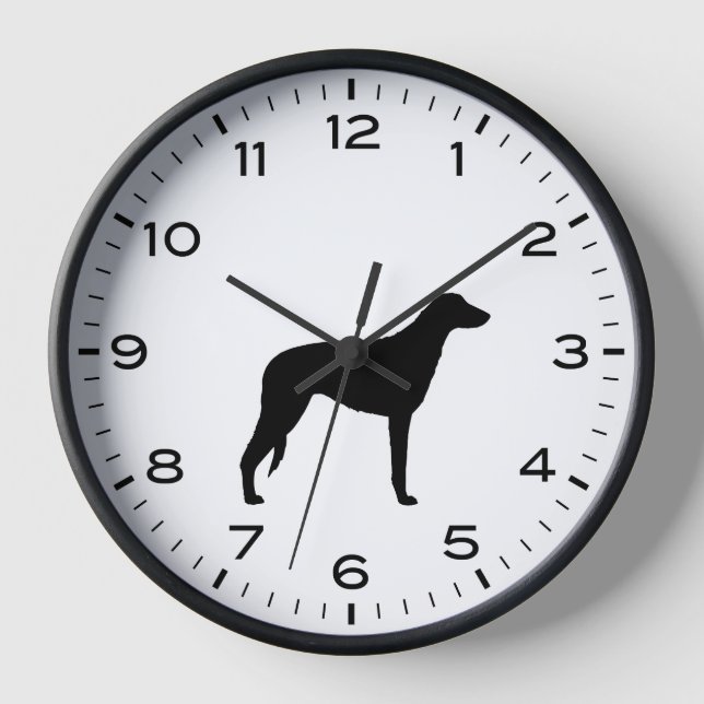 Scottish Deerhound Dog Breed Silhouette Clock (Front)