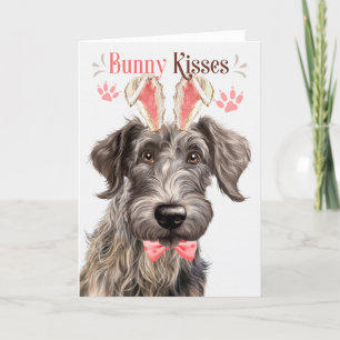 Scottish Deerhound Dog in Bunny Ears for Easter Holiday Card