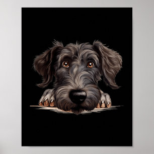 Scottish Deerhound Dog Mum Dad Peeking Puppy Poster