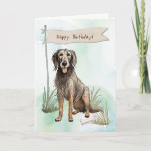 Scottish Deerhound Dog Under Birthday Sign Card
