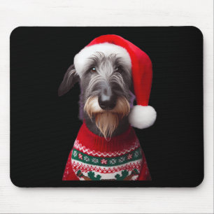 Scottish Deerhound Dog With Santa Hat Christmas Xm Mouse Pad