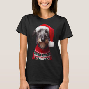 Scottish Deerhound Dog With Santa Hat Christmas Xm T-Shirt