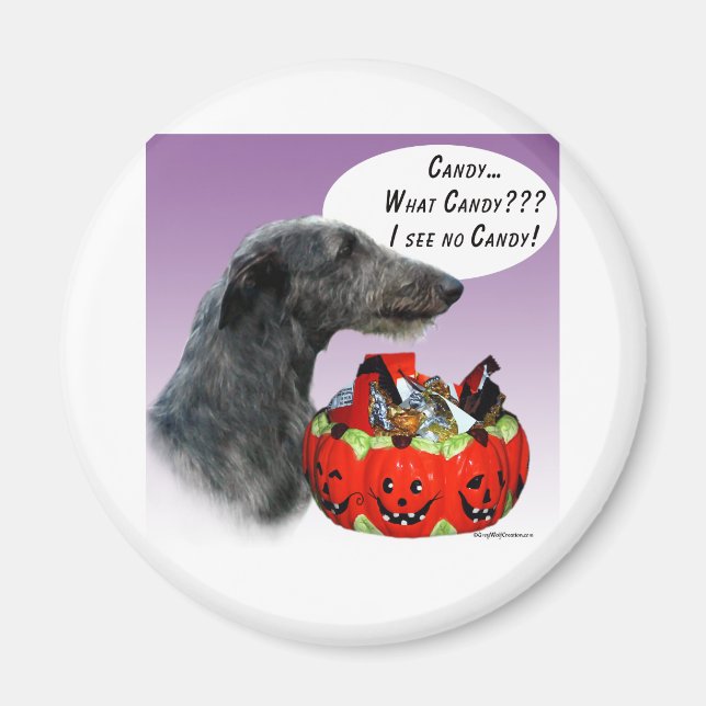 Scottish Deerhound Halloween Candy Magnet (Front)