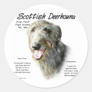Scottish Deerhound History Design Classic Round Sticker