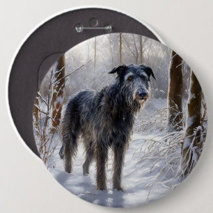 Scottish Deerhound Let It Snow Christmas 6 Cm Round Badge
