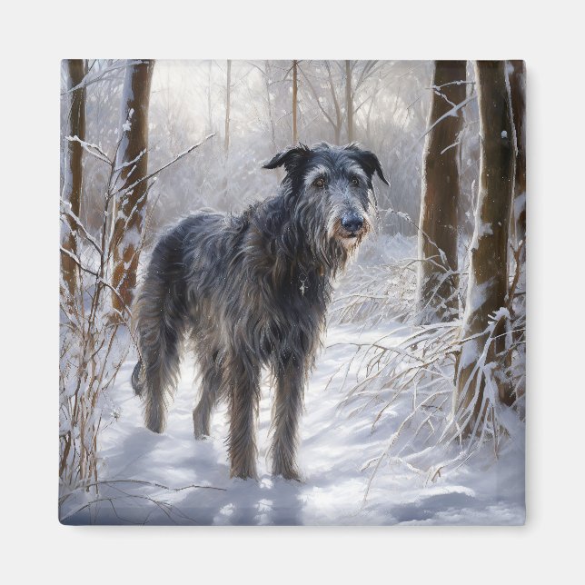 Scottish Deerhound Let It Snow Christmas Magnet (Front)