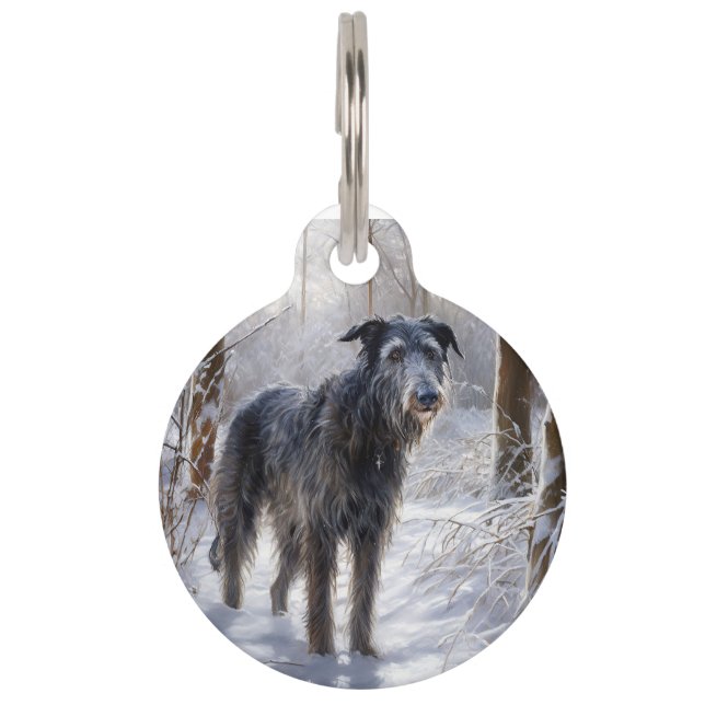 Scottish Deerhound Let It Snow Christmas Pet Tag (Front)