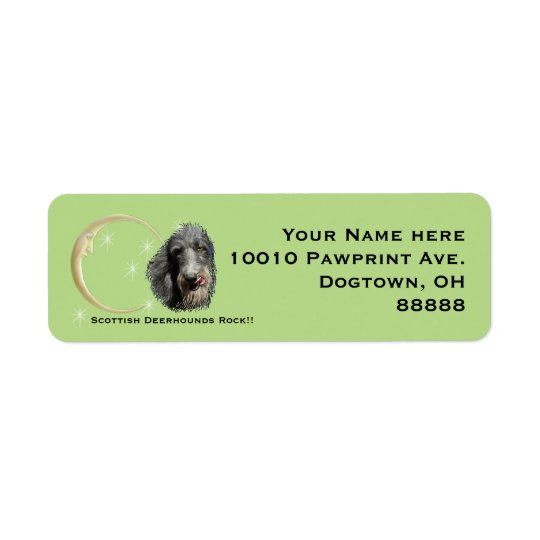Scottish Deerhound, Moon and Stars Return Address Label