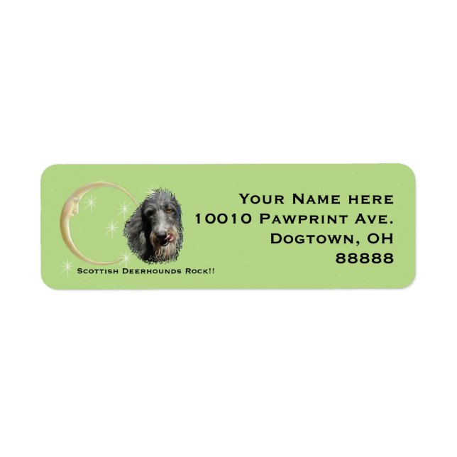 Scottish Deerhound, Moon and Stars Return Address Label (Front)