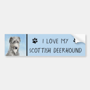 Scottish Deerhound Painting - Cute Original Dog Ar Bumper Sticker
