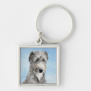 Scottish Deerhound Painting - Cute Original Dog Ar Key Ring