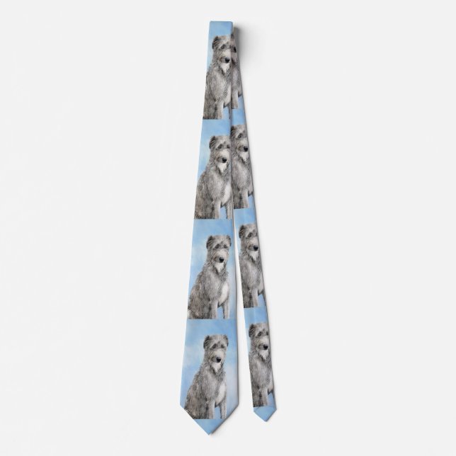 Scottish Deerhound Painting - Cute Original Dog Ar Tie (Front)