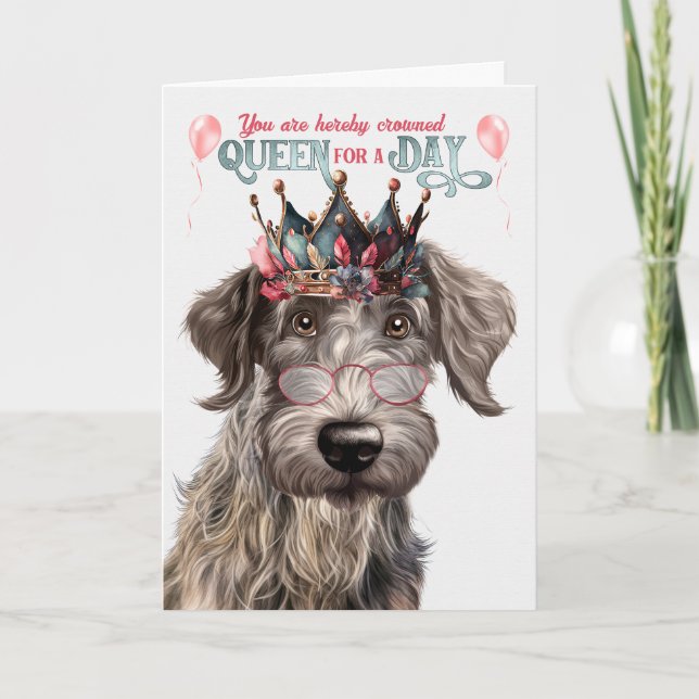 Scottish Deerhound Queen for Day Funny Birthday Card (Front)