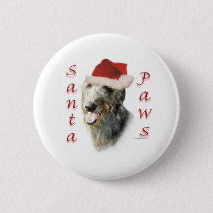 Scottish Deerhound Santa Paws 6 Cm Round Badge