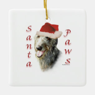 Scottish Deerhound Santa Paws Ceramic Ornament