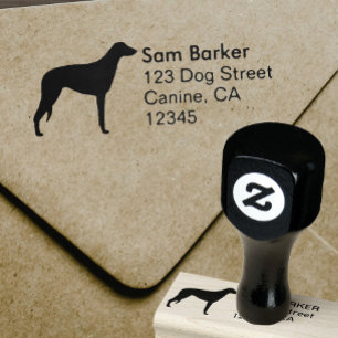 Scottish Deerhound Silhouette Return Address Rubber Stamp