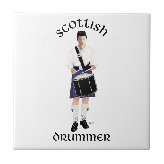 Scottish Drummer - Blue Kilt Ceramic Tile (Front)
