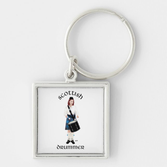 Scottish Drummer - Blue Kilt Key Ring (Front)