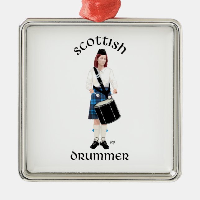 Scottish Drummer - Blue Kilt Metal Ornament (Front)
