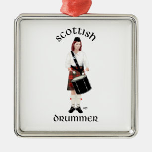 Scottish Drummer - Female Metal Ornament