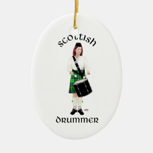 Scottish Drummer - Green Kilt Ceramic Tree Decoration