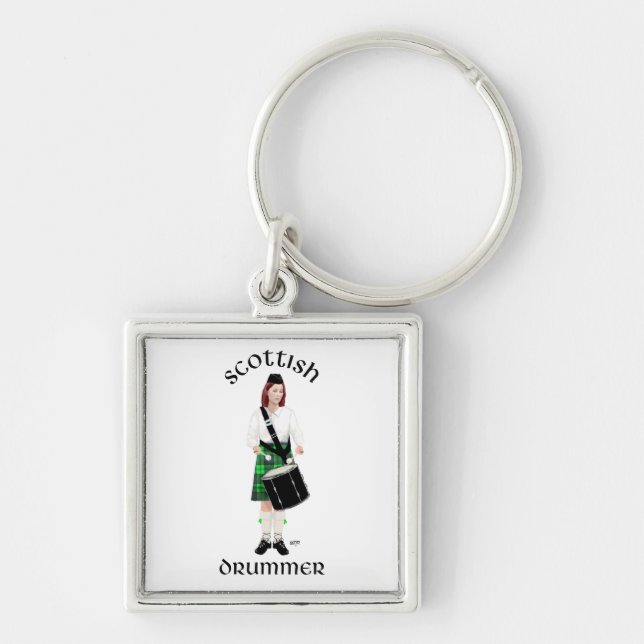 Scottish Drummer - Green Kilt Key Ring (Front)