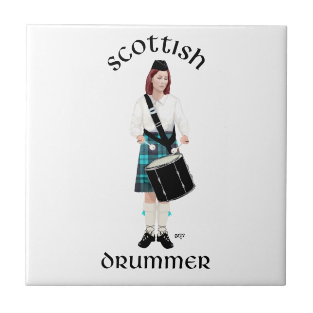 Scottish Drummer - Turquoise Ceramic Tile (Front)