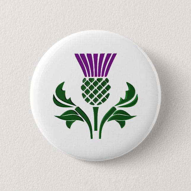 Scottish emblem thistle 6 cm round badge (Front)