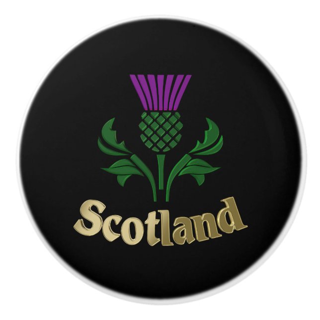 Scottish emblem thistle ceramic knob (Front)