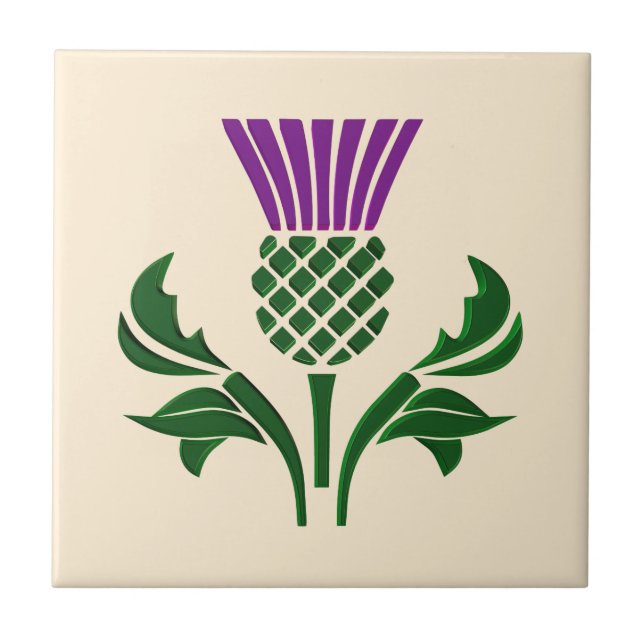 Scottish emblem thistle ceramic tile (Front)